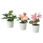 Fejka Artifi Potted Plant W Pot, Set Of 3 – In/Outdoor Green/Pink 6 Cm